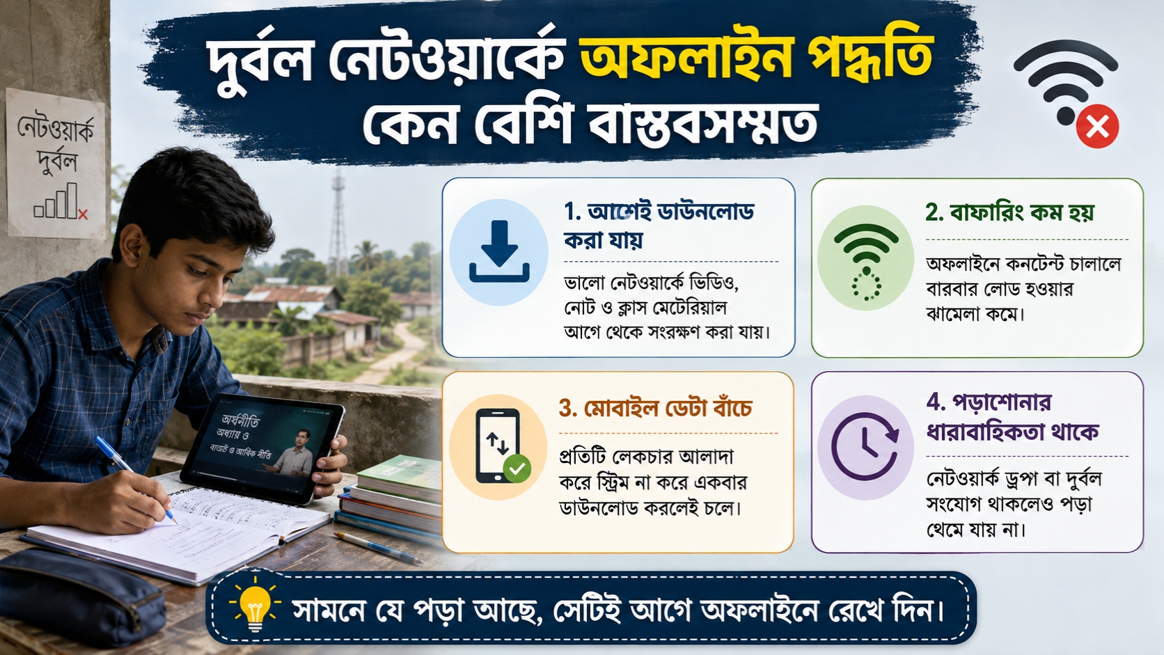 দুর্বল নেটওয়ার্কে অফলাইন পদ্ধতি কেন বেশি বাস্তবসম্মত