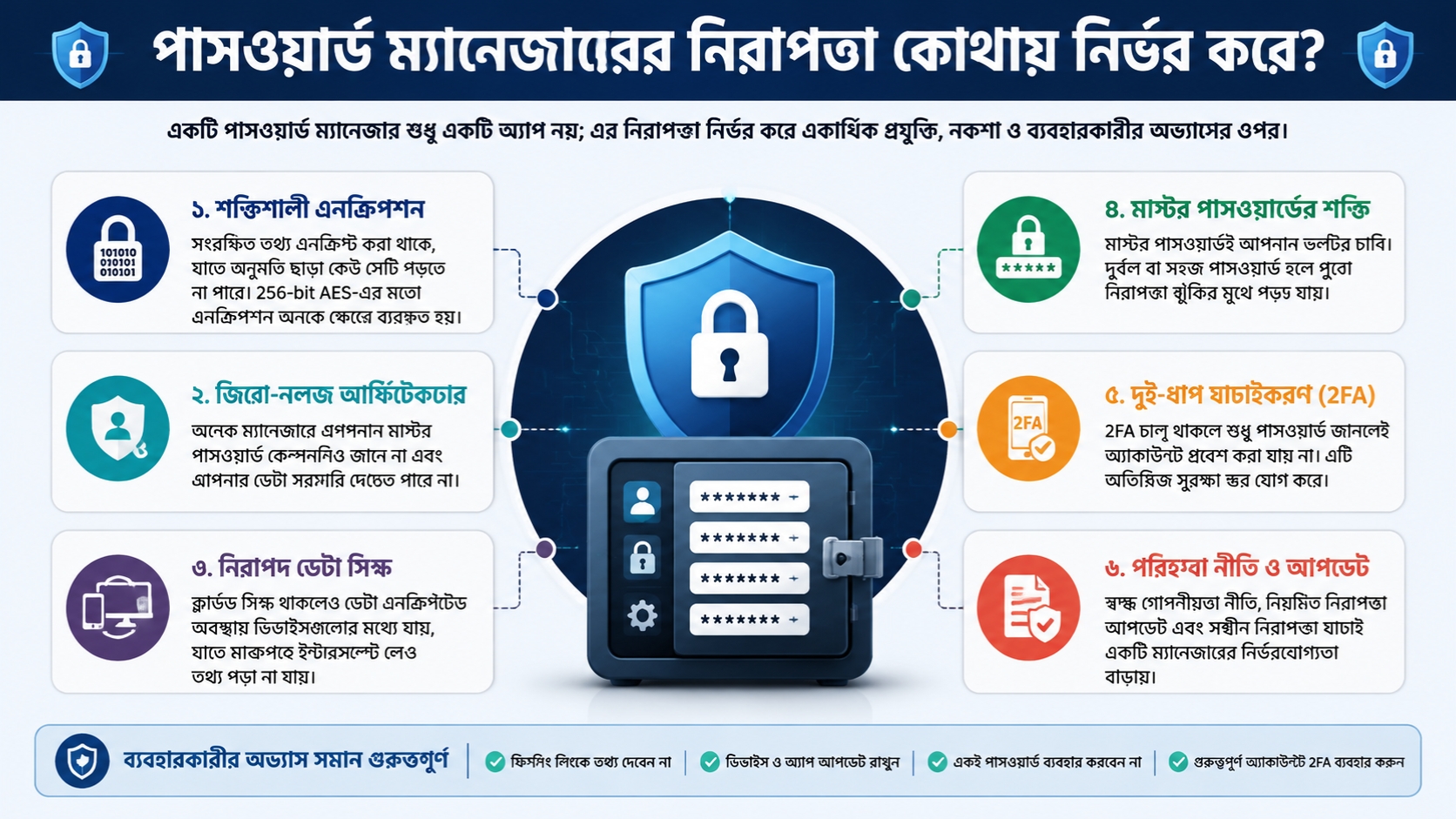 পাসওয়ার্ড ম্যানেজারের নিরাপত্তা কোথায় নির্ভর করে