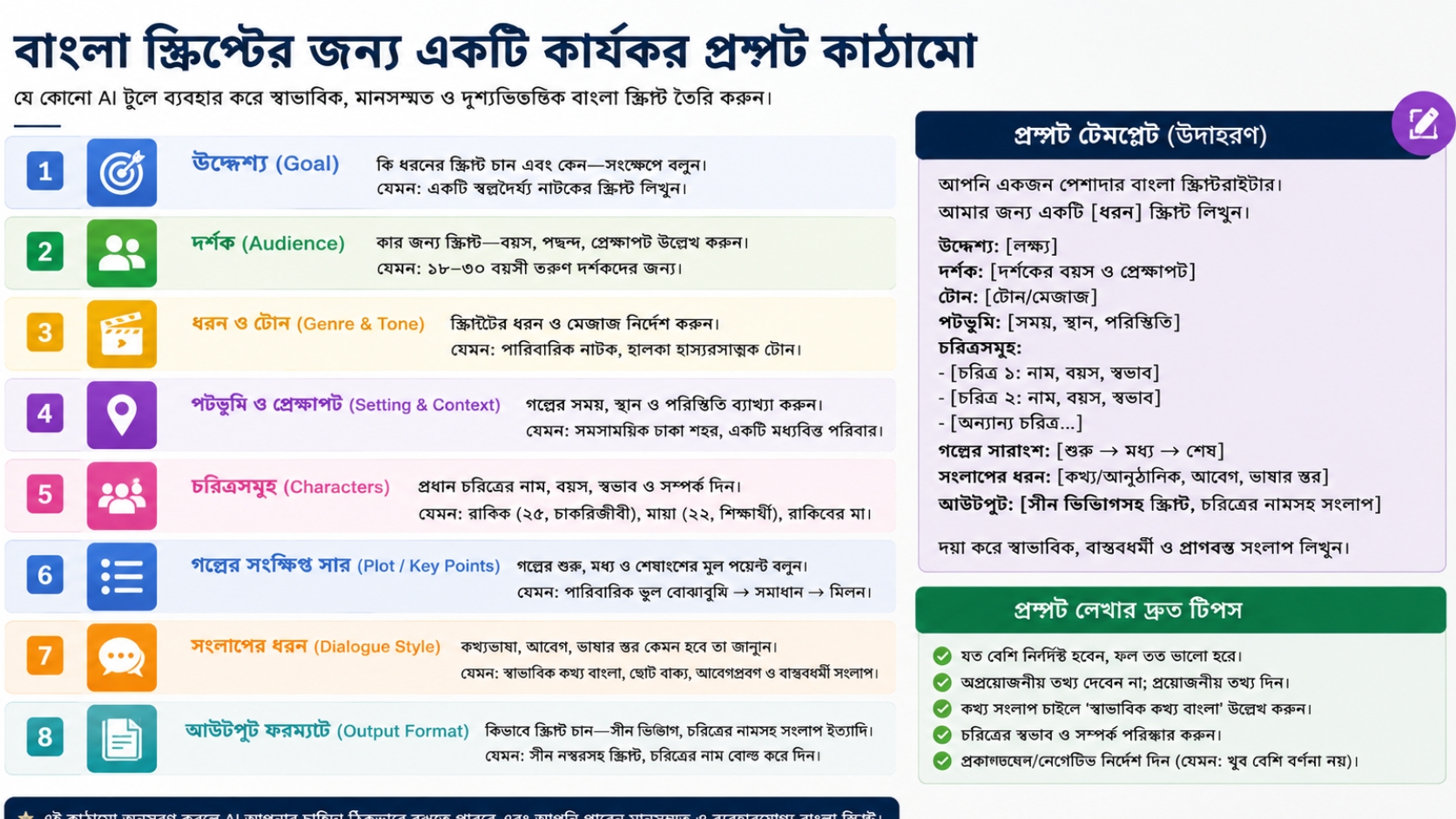 বাংলা স্ক্রিপ্টের জন্য একটি কার্যকর প্রম্পট কাঠামো