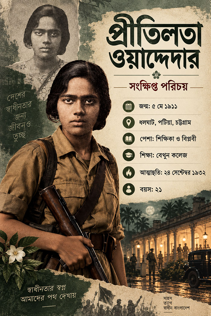 প্রীতিলতা ওয়াদ্দেদার সংক্ষিপ্ত জীবনী