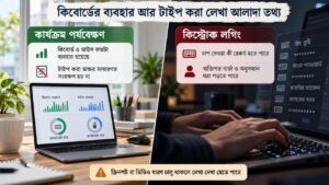 কিবোর্ডের ব্যবহার আর টাইপ করা লেখা আলাদা তথ্য